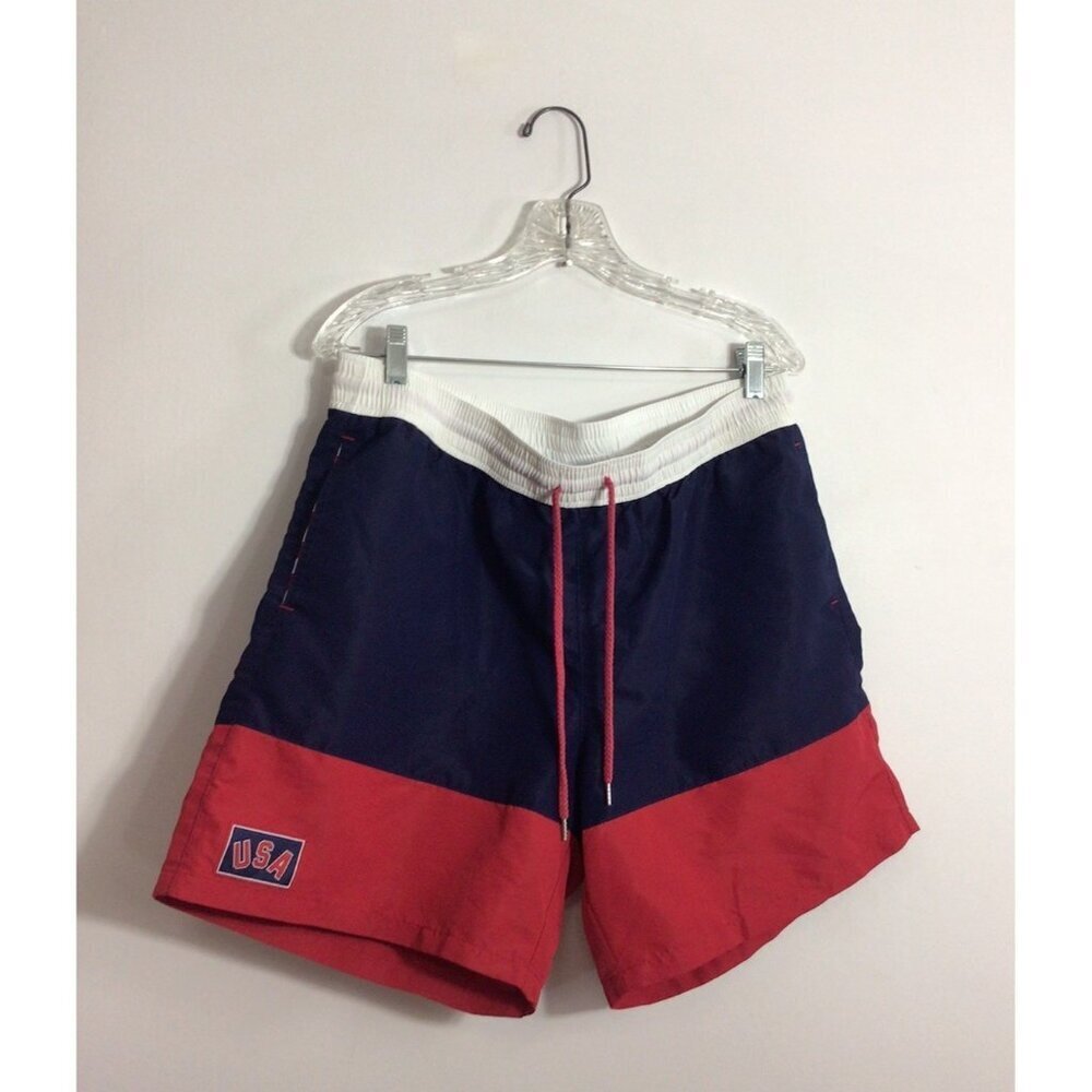 Tipsy Elves Swim Trunks Shorts Red Blue Patriotic Lined Mens XL